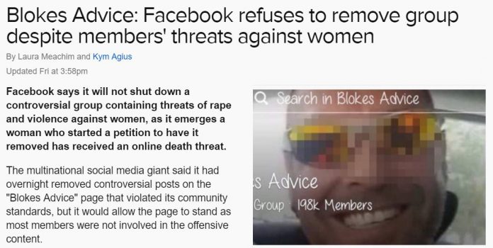 Feminists angry Facebook won't remove blokes advice page