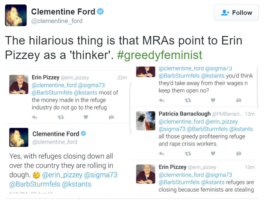 Clementine Ford attacks founder of women's shelter