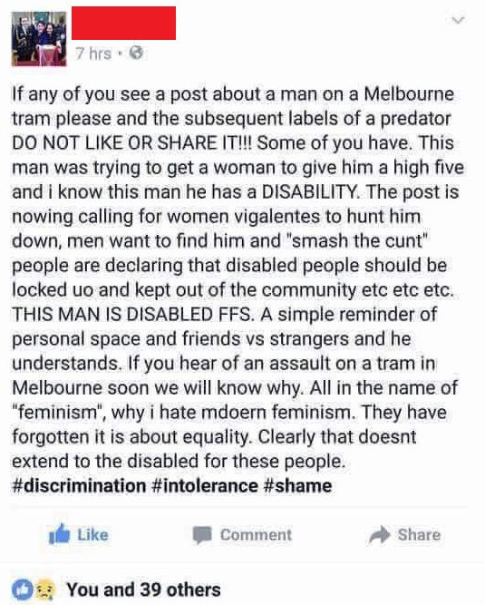Clementine Ford bullies disabled man