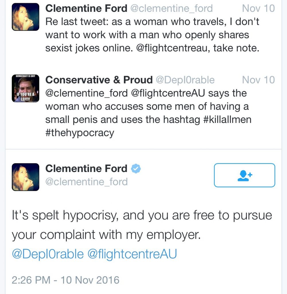 Clementine Ford tries to get another man fired