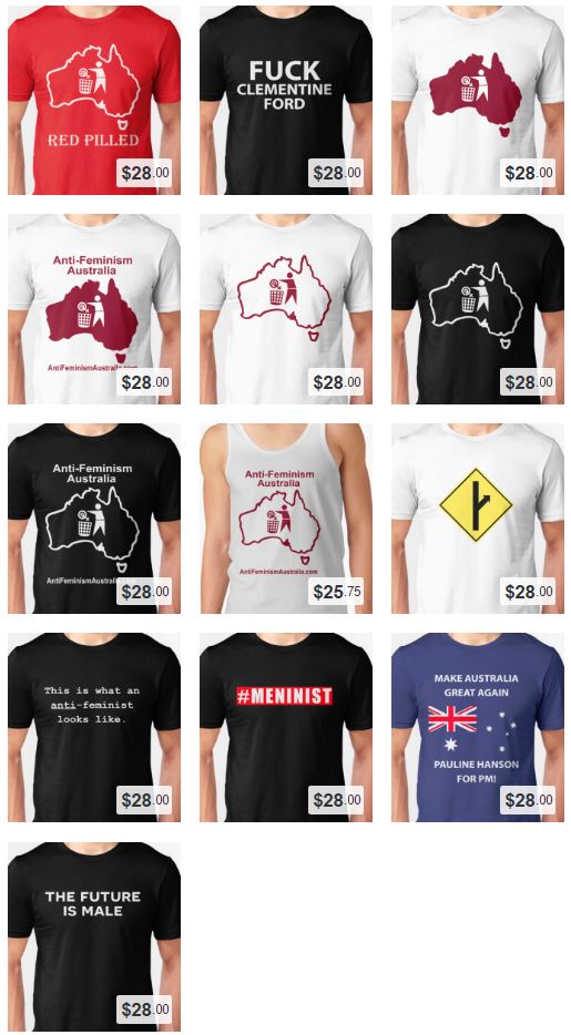anti-feminism australia t-shirts for sale