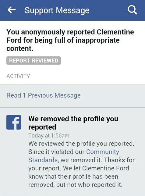 Clementine Ford is on a facebook ban exemption list