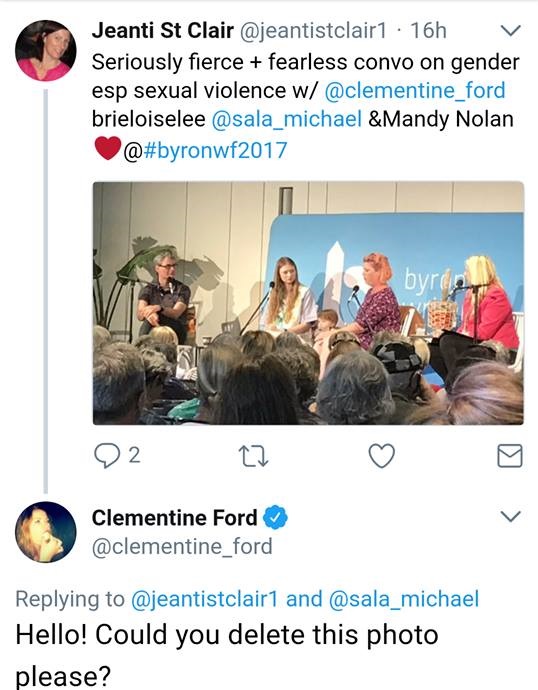 Clementine Ford asks feminist to take down photo of her son